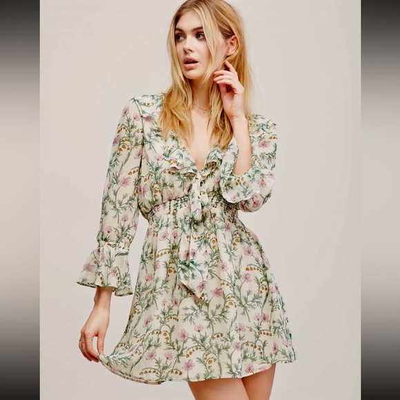 Free People | Dresses | 28 Free People Ruffle Me Up 34 Sleeve Chiffon ...